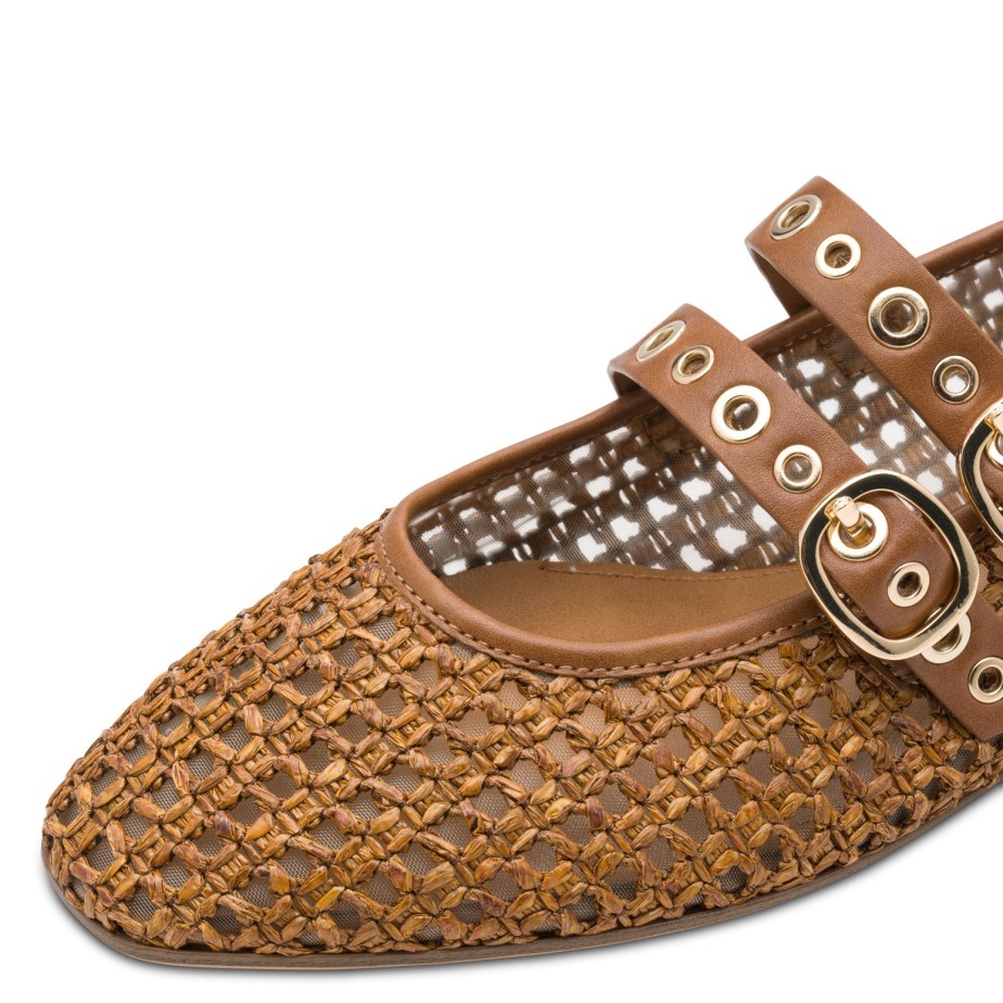 manoletina Tamaris rejilla color cognac