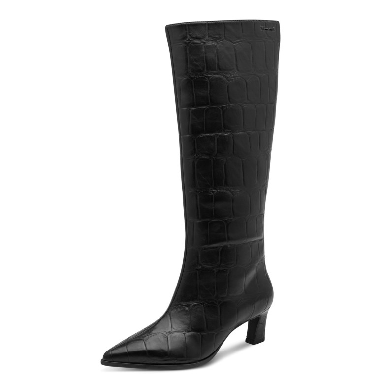 bota caña alta tamaris black croco