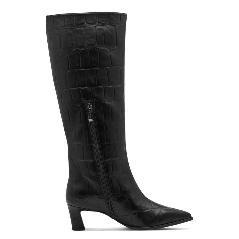 bota caña alta tamaris black croco