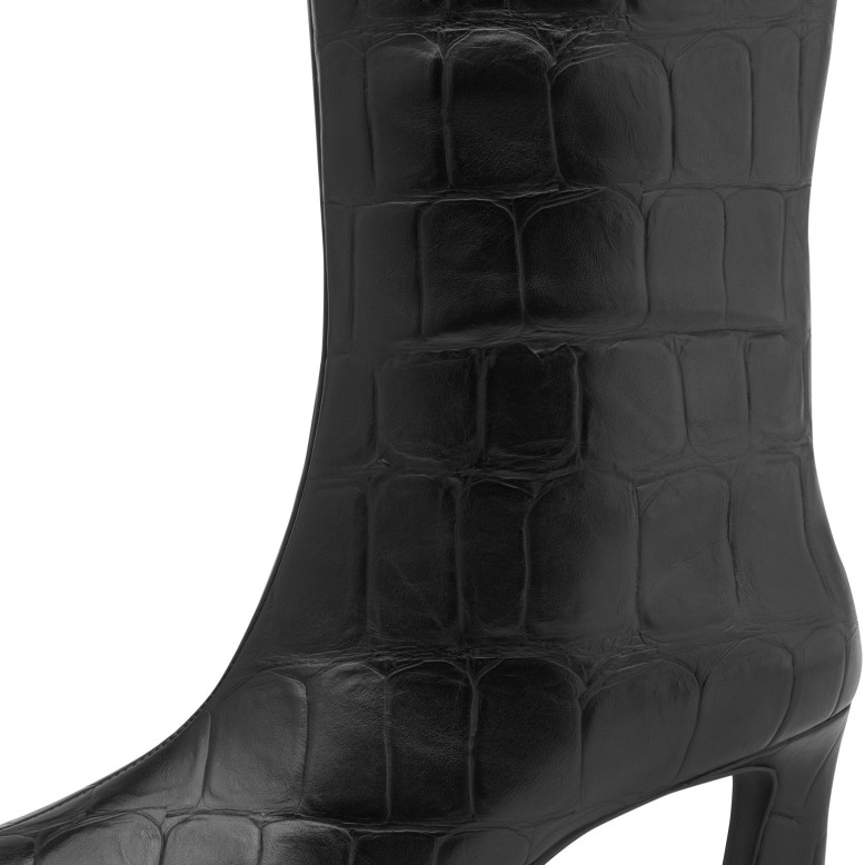 bota caña alta tamaris black croco